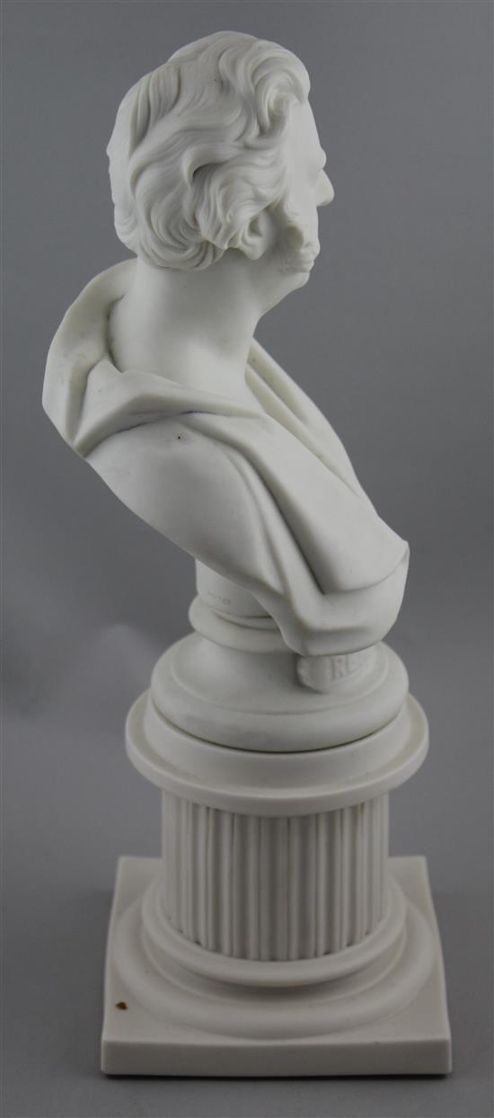 A Minton parian bust of the civil engineer James Meadows Rendel, after the model by B.W Wyon, mid 19th century, total height 39cm